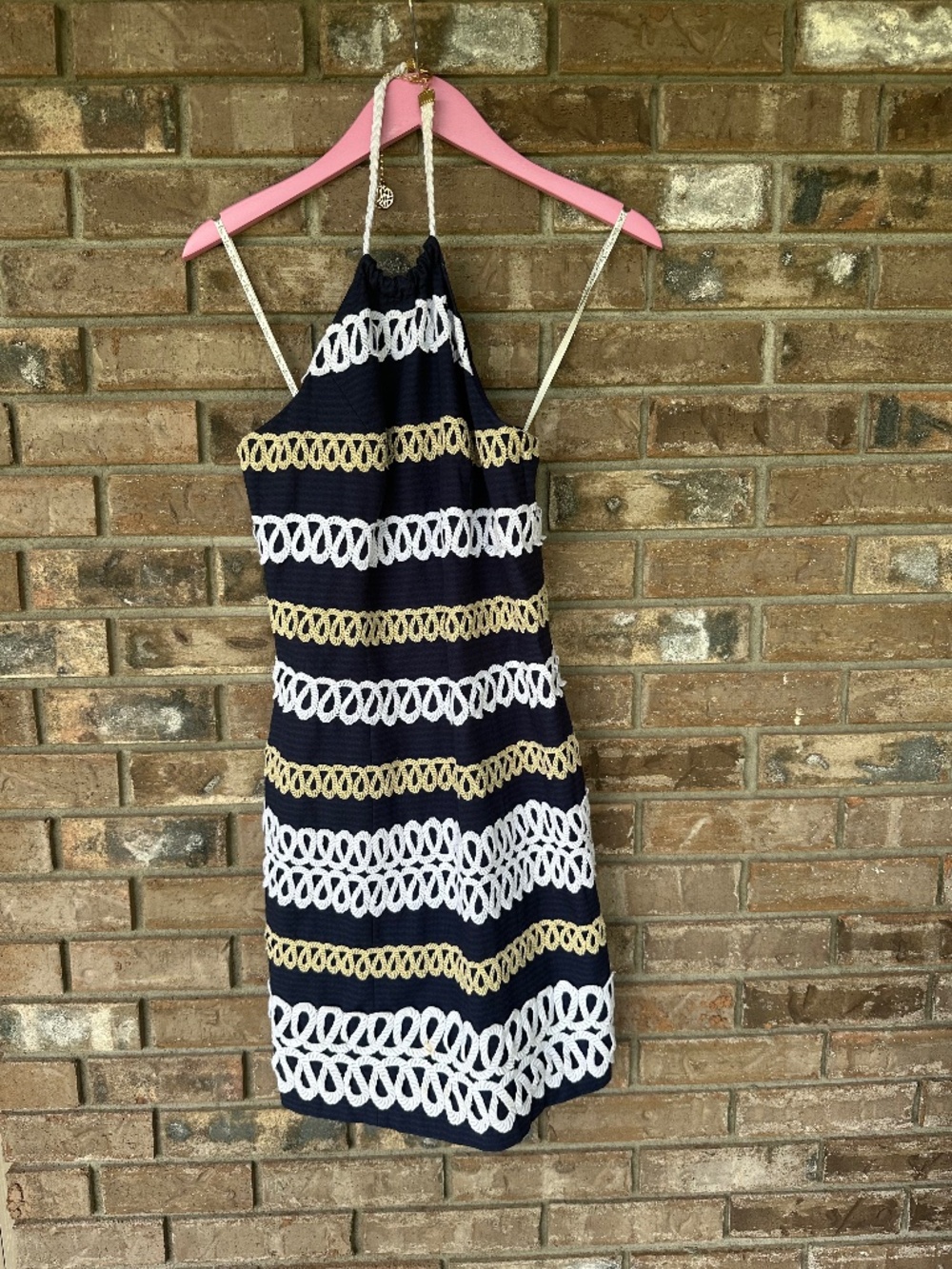 Lilly Pulitzer Cambrey Dress in True Navy Rope Me Halter, Worn Once, Size 2
